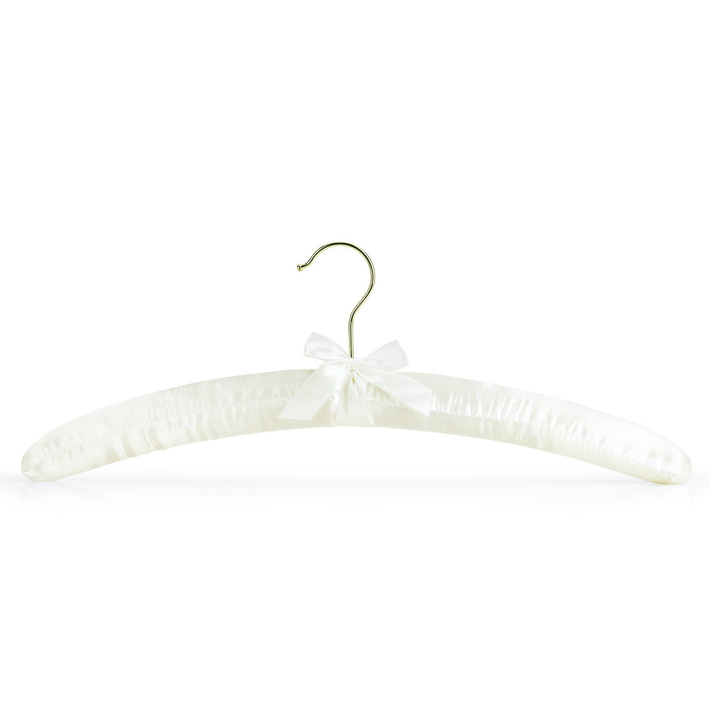 Pack of 10 Gorgeous Pale Ivory Satin Padded Clothes Hangers-43cm (17"), Wood, Universal