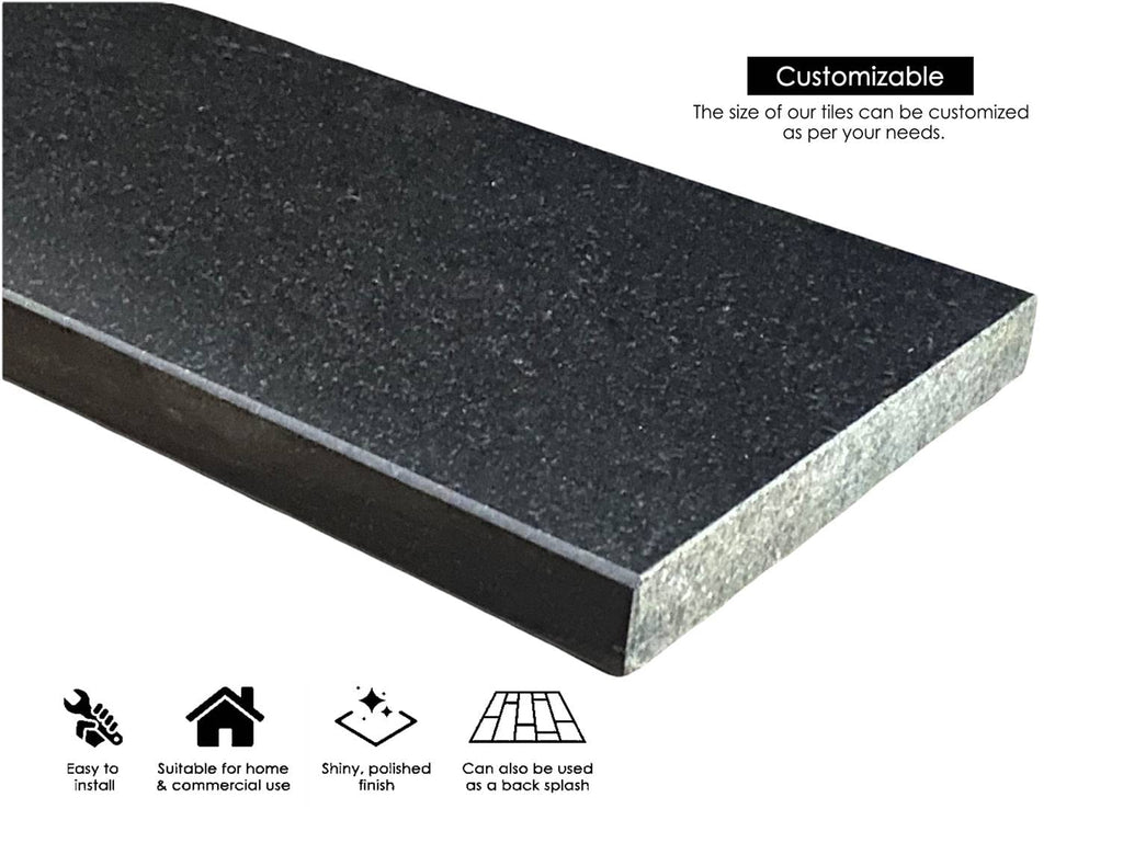 Absolute Black Granite Doorway Floor Trnasition Tile Threshold (Marble Saddle) Polished, Maintenance Free, Stain