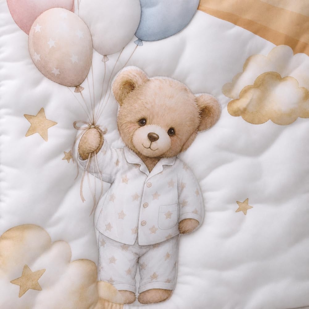Baby Crib Bedding Set Bear Checked Neutral Nursery Comforter Bed Sets