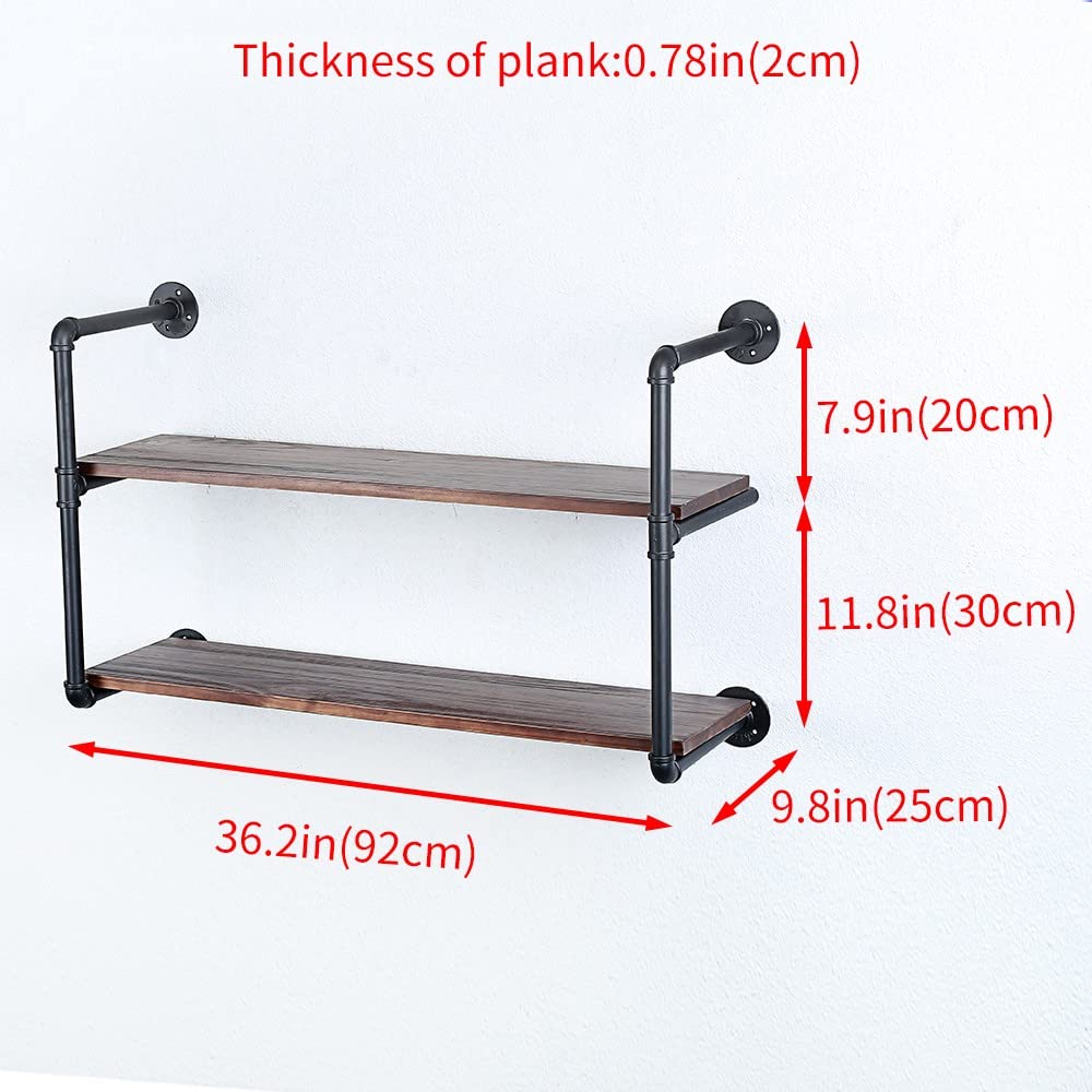 Industrial Pipe Shelves With Wood Planks, Rustic Pipe Shelving Wall Shelf