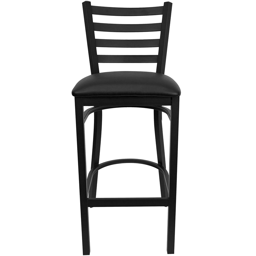 Hercules Series Ladder Back Metal Restaurant Barstool, Modern Upholstered Armless Bar Height Chair for Restaurants