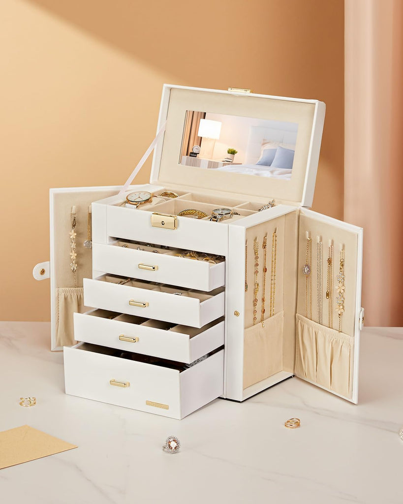 Large Jewelry Box for Women: 5-Layer Organizer with Lock for Dresser