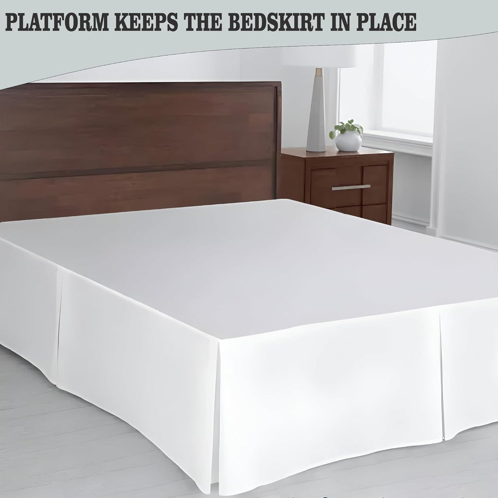 XL Bed Skirt Size 23 Inch Drop, Split Corner Box Pleated Dust Ruffle Easy Fit, 800 Thread Count Luxury Bed Skirts