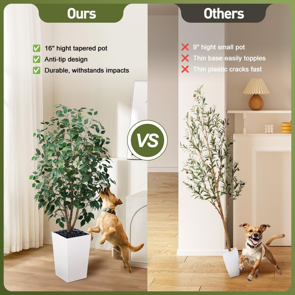 5ft Artificial Ficus Tree,UV Resistant Tall Faux Tree