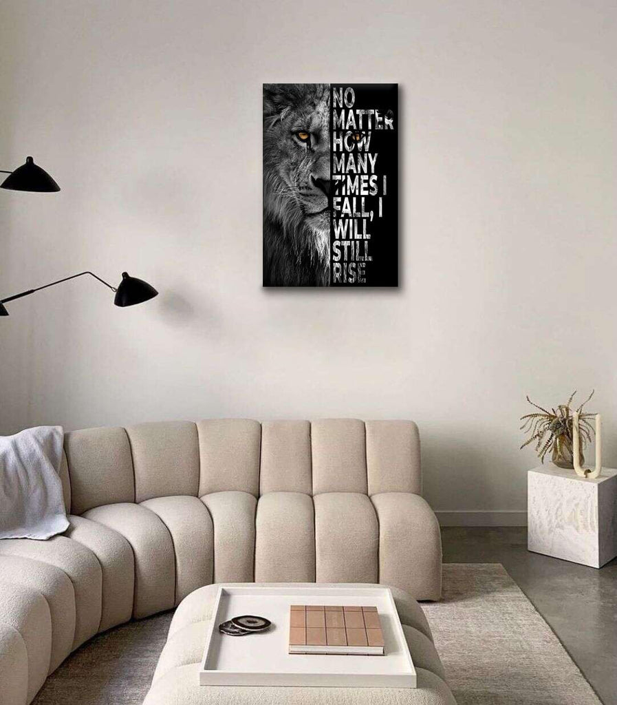 Highland Cow Wall Art Motivation Animals Poster Mindset Is Everything Black and White Framed Canvas Artwork for Wall