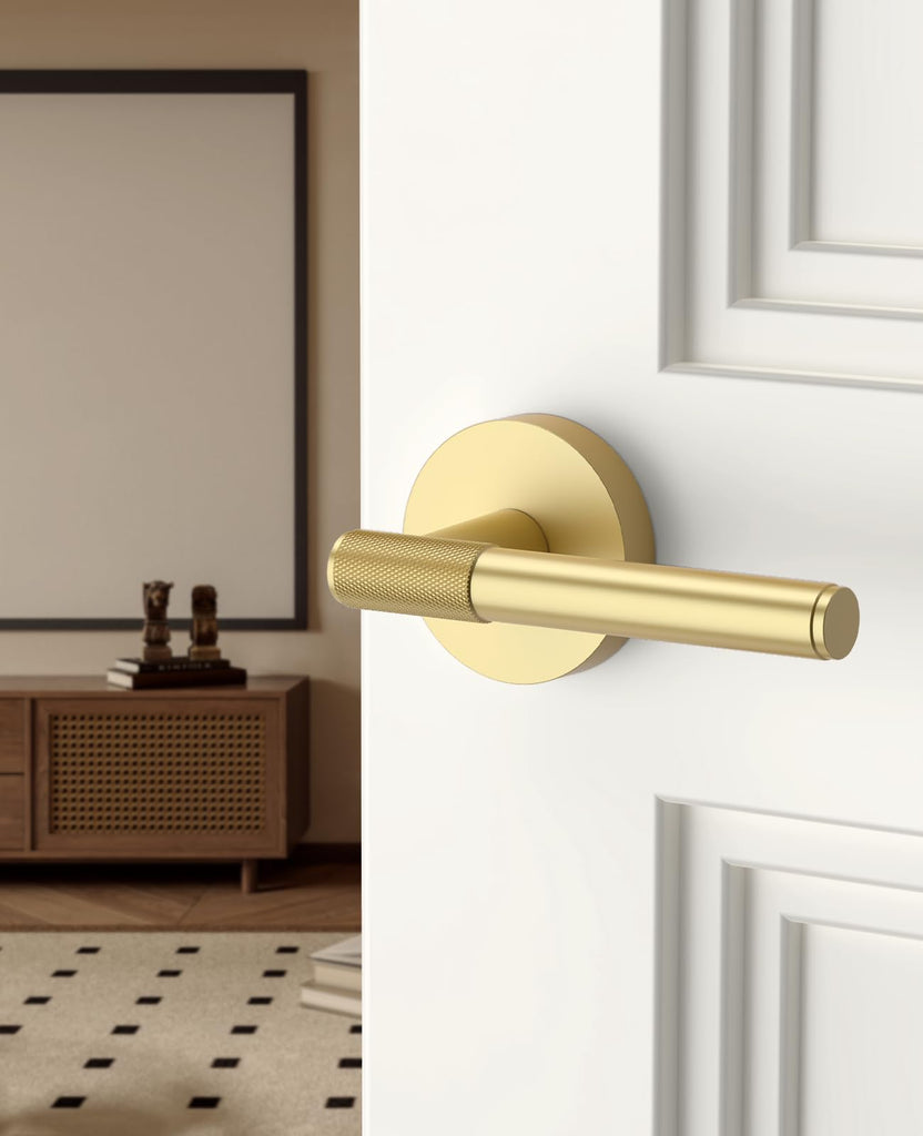 6 Pack Brushed Gold Passage Interior Door Handles