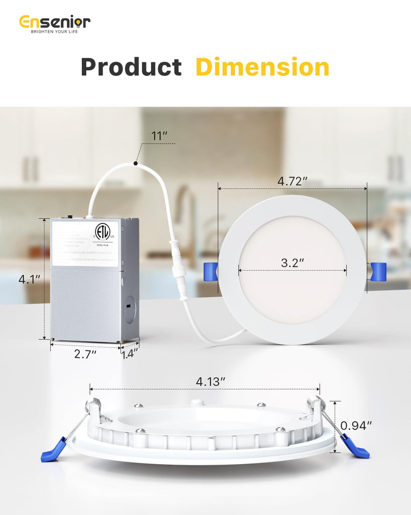 6 Pack 4 Inch 5000K Dimmable Canless Wafer LED Recessed Light