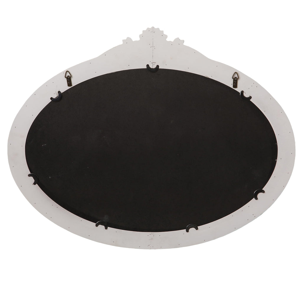 Vintage Oval Mirror, Distressed White, 24 X 30 Inch