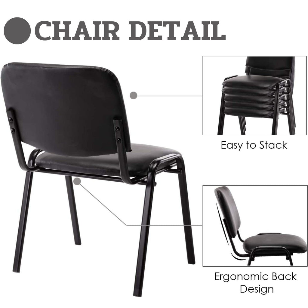 Leather Waiting Room Chairs Stackable Conference Room Chairs No Wheels Office Guest Chair for Reception School