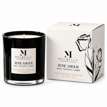 Rose Oud Amour Luxury Scented Candle for Women & Men | 8.5 oz Hand-Poured Coconut Wax Blend | Modern Self-Care
