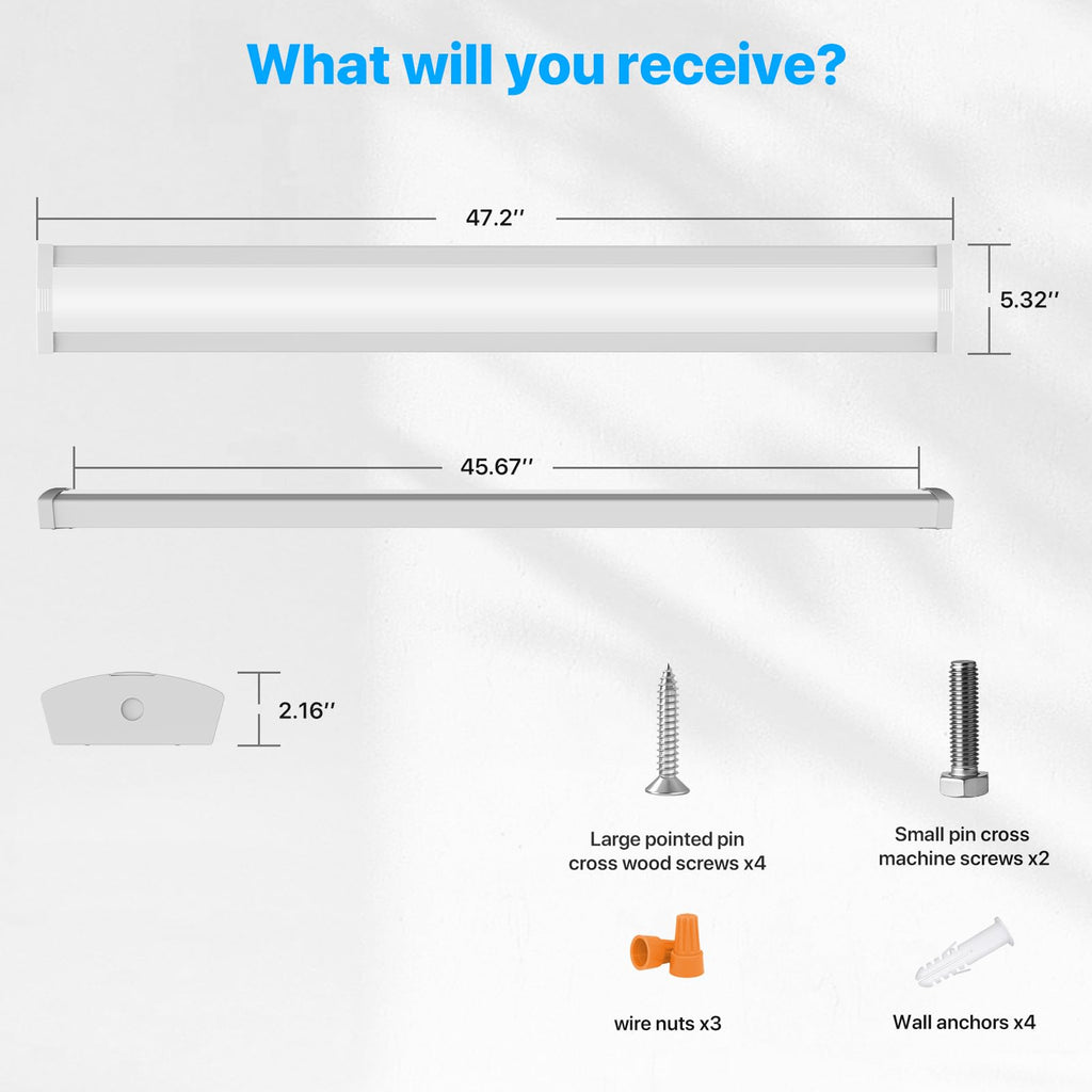 4FT LED Wraparound Light, 60W/50W/40W, 4000K 48Inch Garage Ceiling Lights Surface Mount, ETL Listed