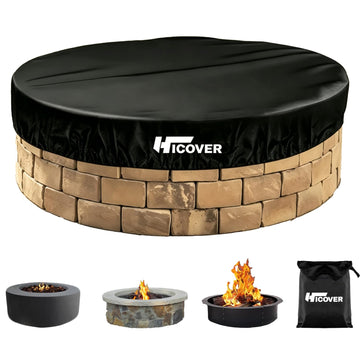 Heavy Duty 1200D Round Fire Pit Cover for In-Ground Fire Pits, 46-51 Inch