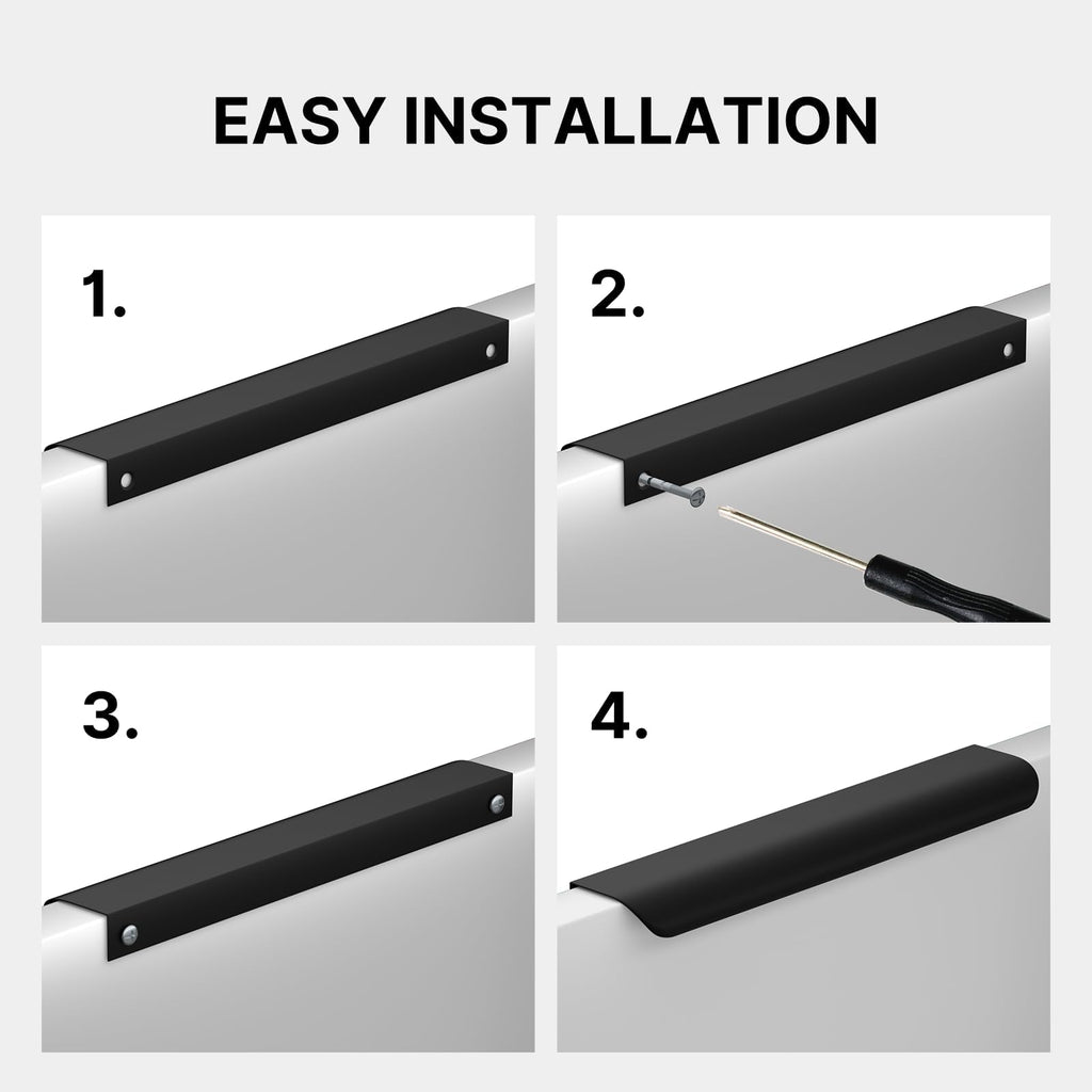 Black Cabinet Handles, Finger Pulls for Cabinet Edge Pulls 3 Inch 20 Pack | Tab Drawer Handles, Aluminum Alloy Flat