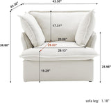 43" Modern Comfy Couch Chair with Thick Cushion, Couch Single Accent Chair Deep Seat Sofa Couches, Hemp Velvet Sofas Furniture for Small Spaces Living Room Bedroom Office Apartment (White) A124-B0CZ8VQRJ1
