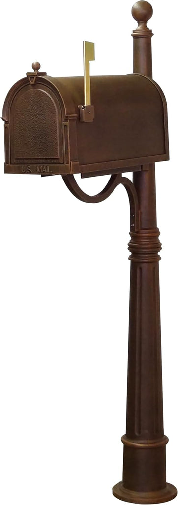 Berkshire Curbside Mailbox with Aluminum Post - Copper Mailbox with Ashland Post