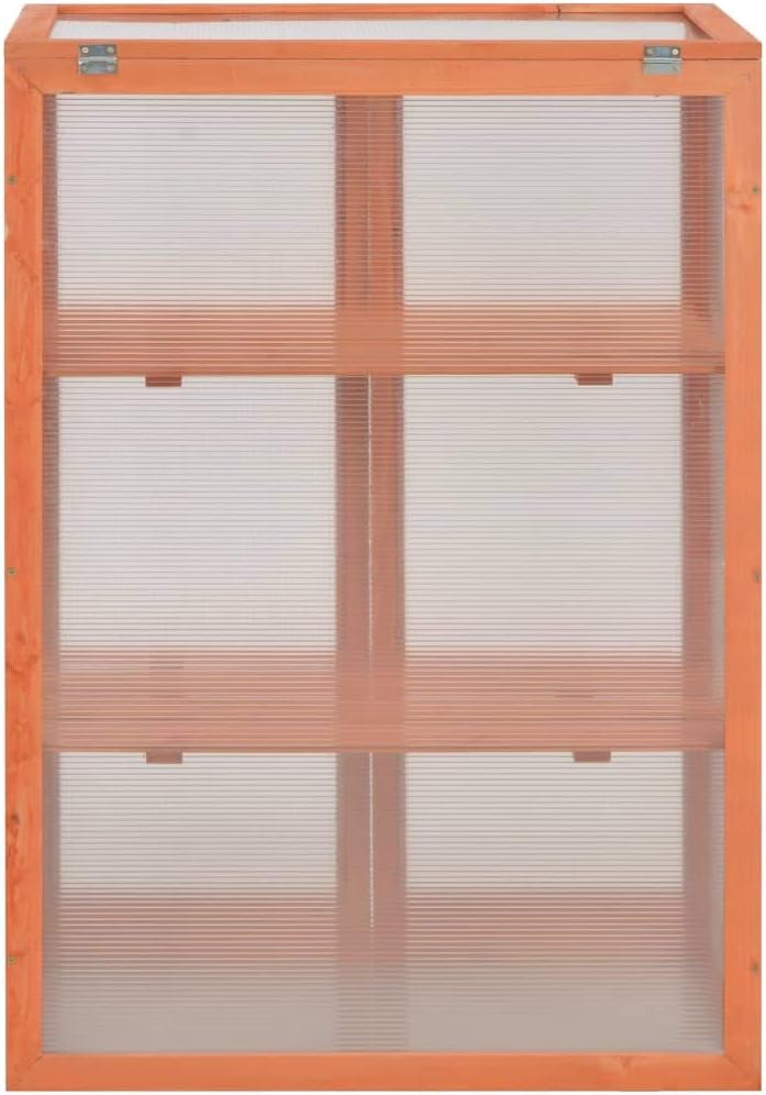 Wooden Garden Greenhouse Cold Frame for Herbs and Flowers with 2 Shelves and Hinged Lid, 29.5"x18.5"x42.9" Outdoor