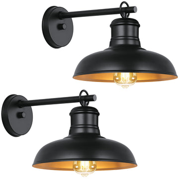 Outdoor Wall Lights, Black and Gold Indoor Outdoor Barn Lights