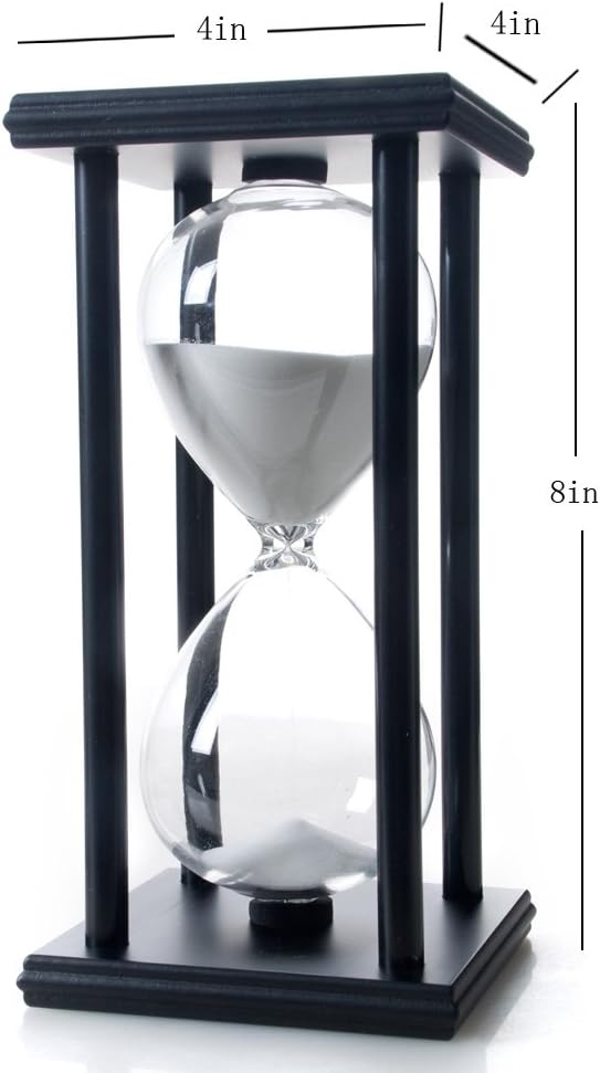 60 Minutes Hourglass, Wood Sand Timer, White