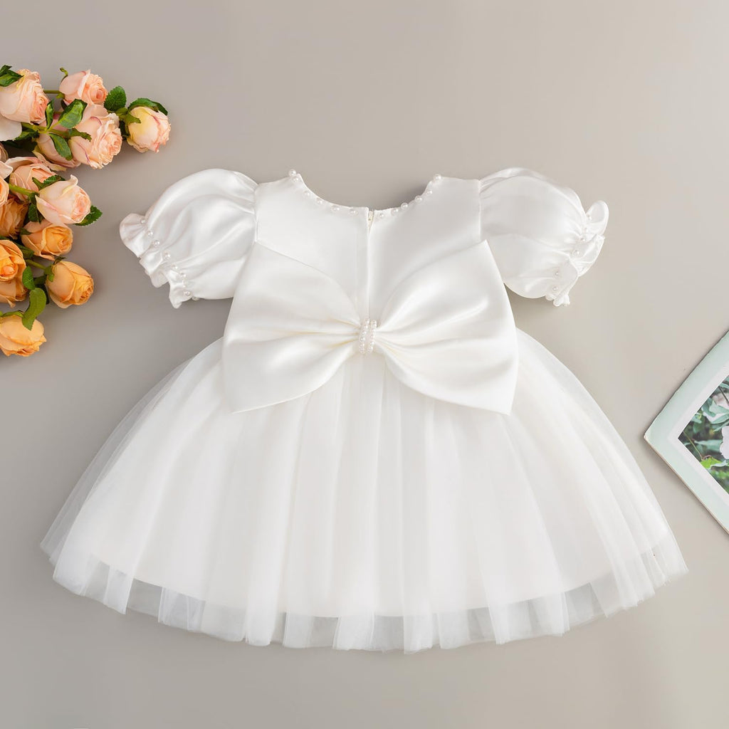 Toddler Baby Flower Girls Dress Wedding Guest Satin Birthday Party Formal Pageant Tulle Dress for Baby Girl