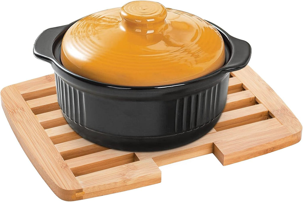Bamboo Trivet Expandable 9 Inch to 11.8 Inch, Square Hot Pad Trivet Wooden Heat Resistant Mat for Hot Dishes - Set of 2
