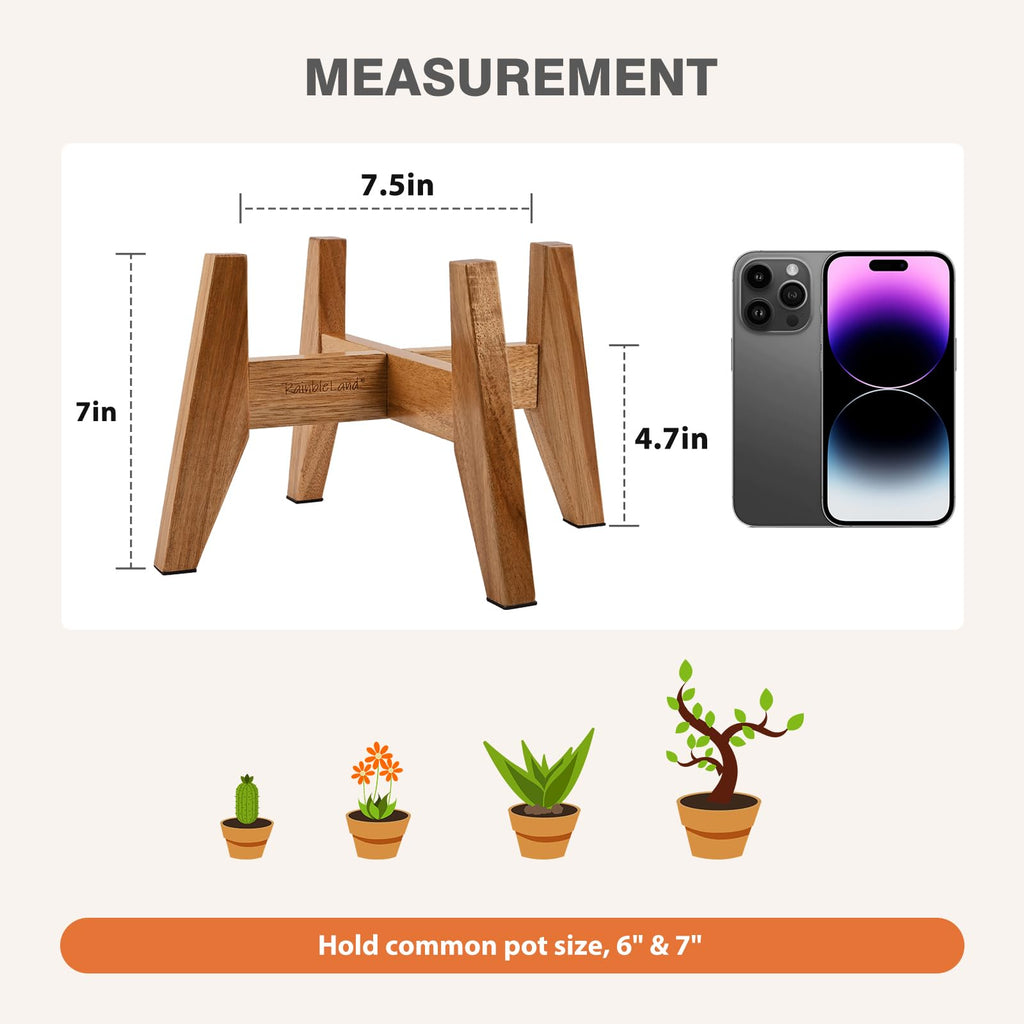 Wooden Plant Stand Indoor, Acacia Wood Mid Century Planter Stand, 2 Pack