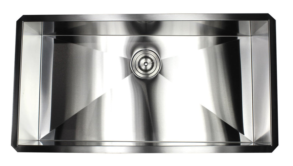 36 Inch Zero Radius Design 16 Gauge Undermount Single Bowl Stainless Steel Kitchen Sink Premium Package