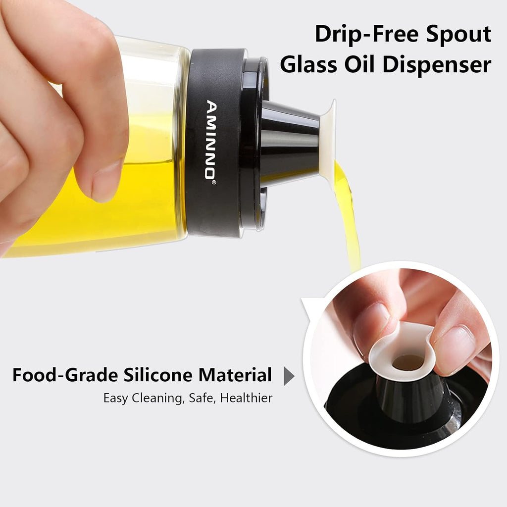 5.5oz Oil and Vinegar Cruets 2 Pack Glass Oil Dispenser Bottles for Cooking Leakproof and Drip Free Spouts - Set of 2