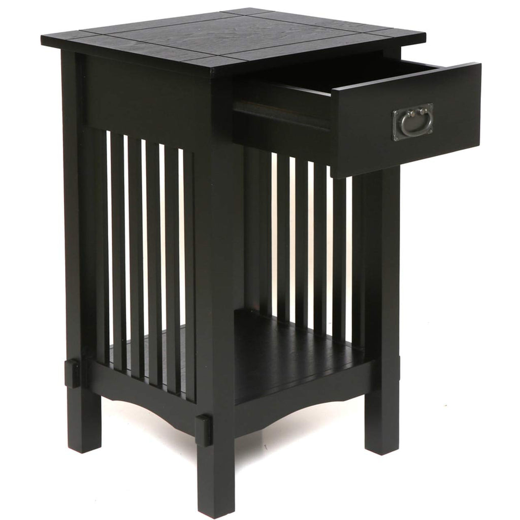 Mission Style Telephone Stand End Table Antique, Black