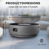 42 Inch Fire Pit Table, Outdoor Propane Fire Pit Table 2 in 1 65,000 BTU Round Gas Firepit, w/Lid, Glass Rocks, for Garden, Patio, Grey - Image 2