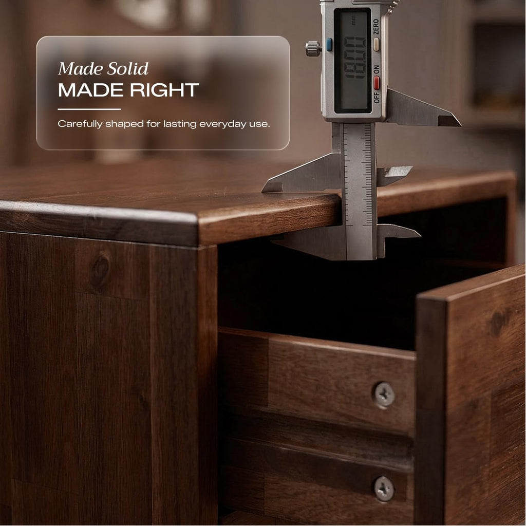 Silvia Nightstand with 2 Drawers, Solid Wood Bedside Table, Table with Storage Drawers, Bedside End Table with
