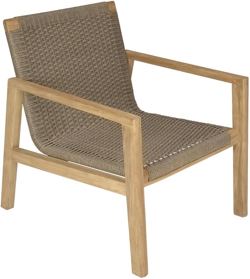 Admiral Club Chair in Brown Sand, Comfy Outdoor Chairs with Armrests, Residential and Commercial Teak Chair, Wooden