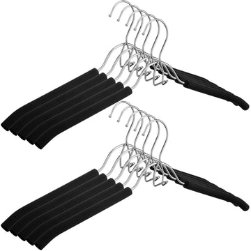 10 Pcs Foam Padded Hangers Sponge Non Slip for Women Clothes Black