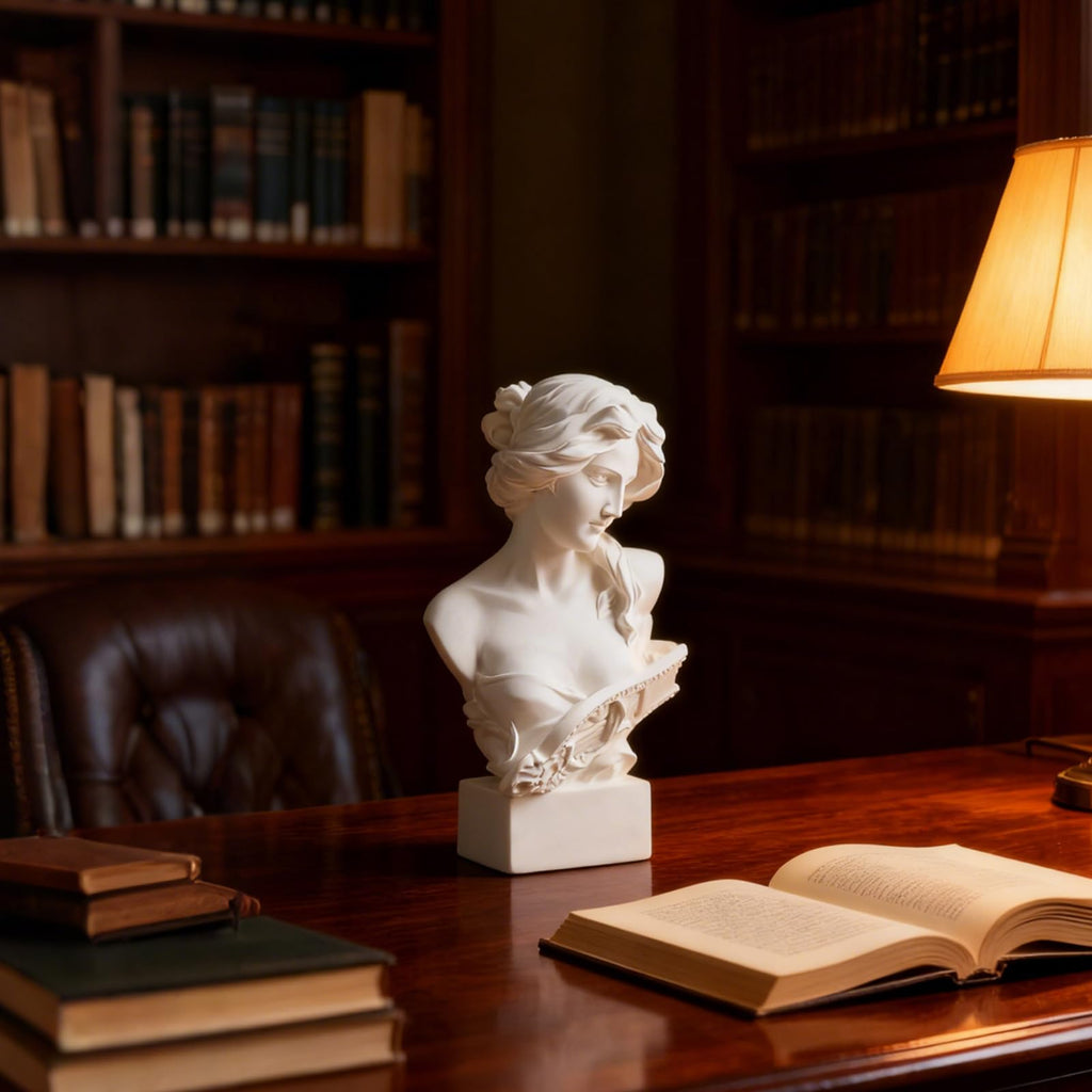 11.7 Inch Greek Statue of Musical Goddess, Classic Head Bust Greek Mythology Sculpture Statue Resin Home Office