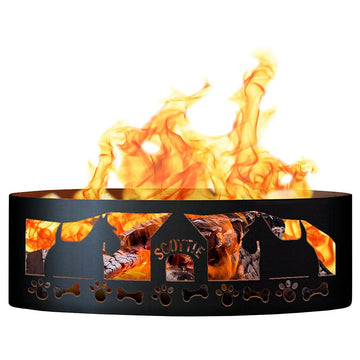 Scottie Unpainted 12 in. Tall 30 in. Diameter Outdoor Fire Ring - 30 x 30 x 12 in. - Rustic Black Color