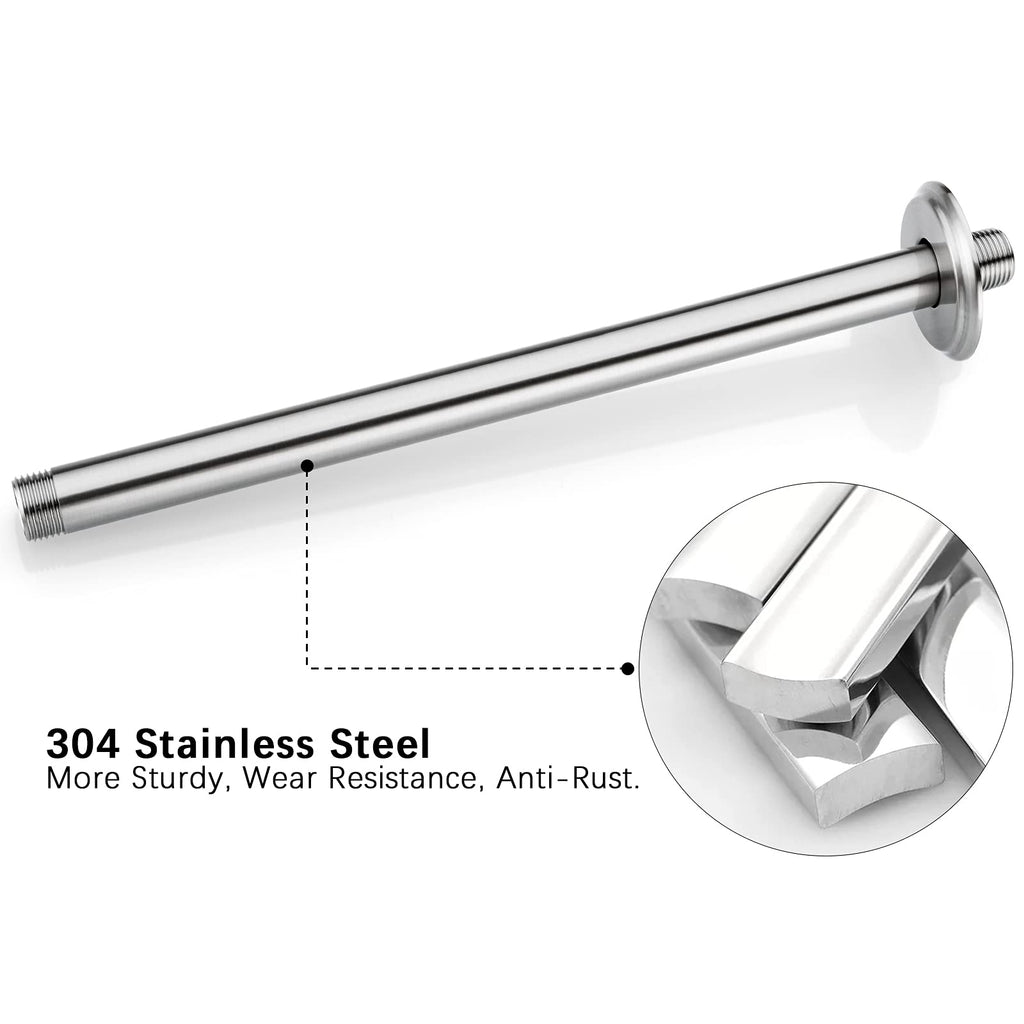 12 Inch Brushed Nickel Ceiling Mount Shower Arm for Rain Shower Head