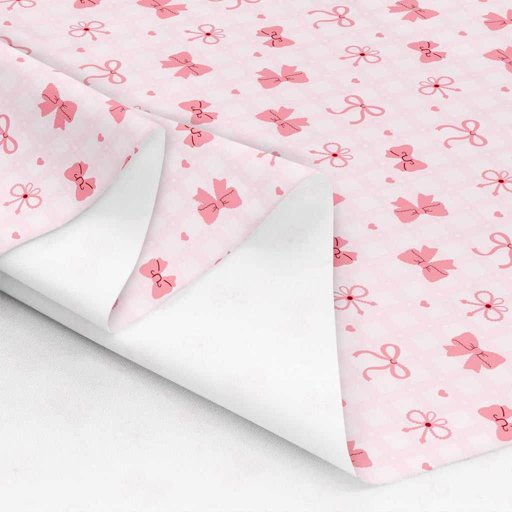Girly Bowknot Fabric by The Yard Sweet Plaid Romantic Girls Women Sewing Fabric Crafts Heart Ribbon Bows Home Accents