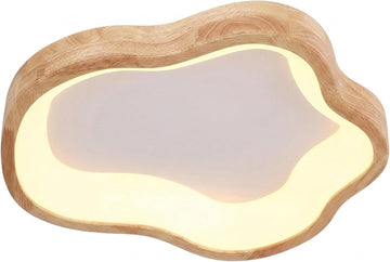 Wood Cloud Flush Mount Ceiling Light, Cream Shape Bedroom Lamp, Nordic Solid Wood Fixture, Kids Room, Hallway