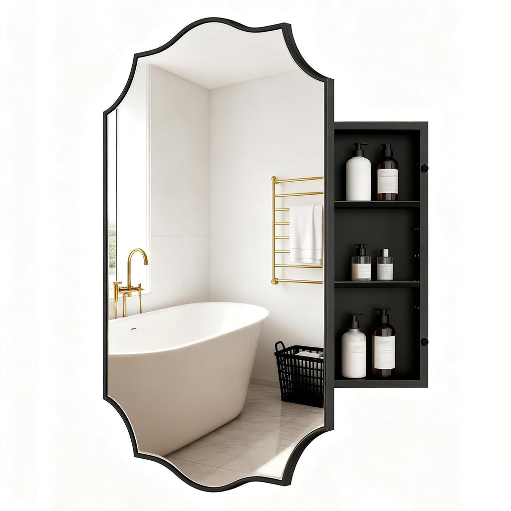 24"x36" Wood Frame Bathroom Medicine Cabinet Mirror with Storage