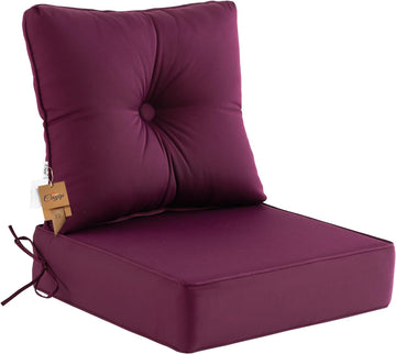 Waterproof Deep Seat Outdoor Patio Cushion Replacement Set,Plum | Includes thick seat cushion & matching back