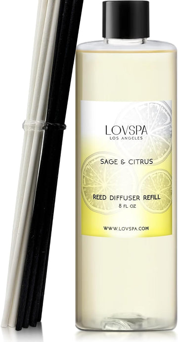 Reed Diffuser Refill Oil, Sage & Citrus 8 fl oz, Hotel Scent, Spa Aroma - Set of 8