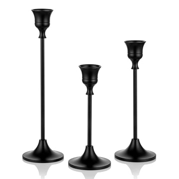 Candlestick Holder Matte Black Candle Holder Set of 3 Decorative Candle Holder for Taper Candle for Fireplace Mantel