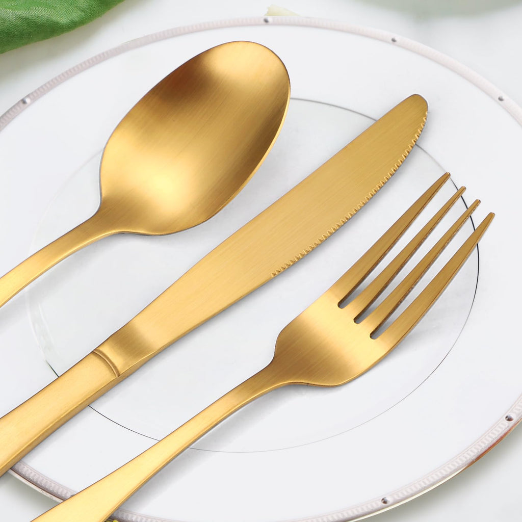 A·HOUSEWARE Gold Matte Cutlery Stainless Steel Silverware Satin Finish Flatware Set for 6 Tableware 30 Pieces Kitchen