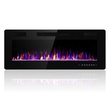 36 Inch Electric Fireplace Insert Ultra-Thin - Recessed & Wall-Mounted Fireplace Heater with Thermostat, Adjustable