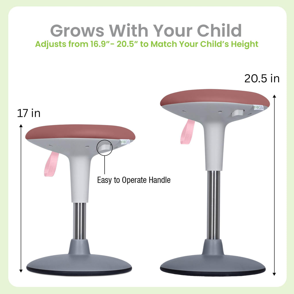 Wobble Stool for Kids Ages 7-12 - Adjustable Height Wobble Stool - Classroom Seating with Soft Easy-to-Clean Fabric