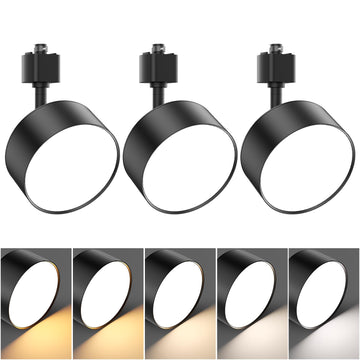 5 Color Diffuse LED Track Lighting Heads H Type, 20W Black 3 Pack