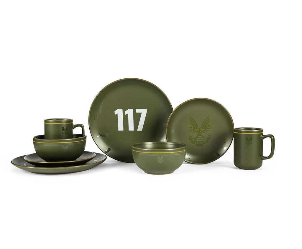 Master Chief 117 Stoneware 8-Piece Dinnerware Set | Video Game-Themed Home Kitchen Essentials | Includes Dinner And