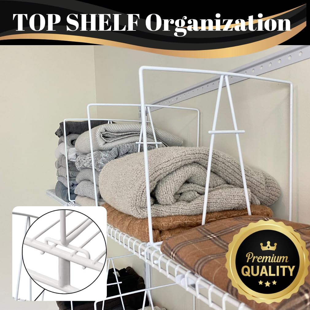 10-Pack Wire Shelf Dividers, Clip-On Closet Organizers, Tall Steel