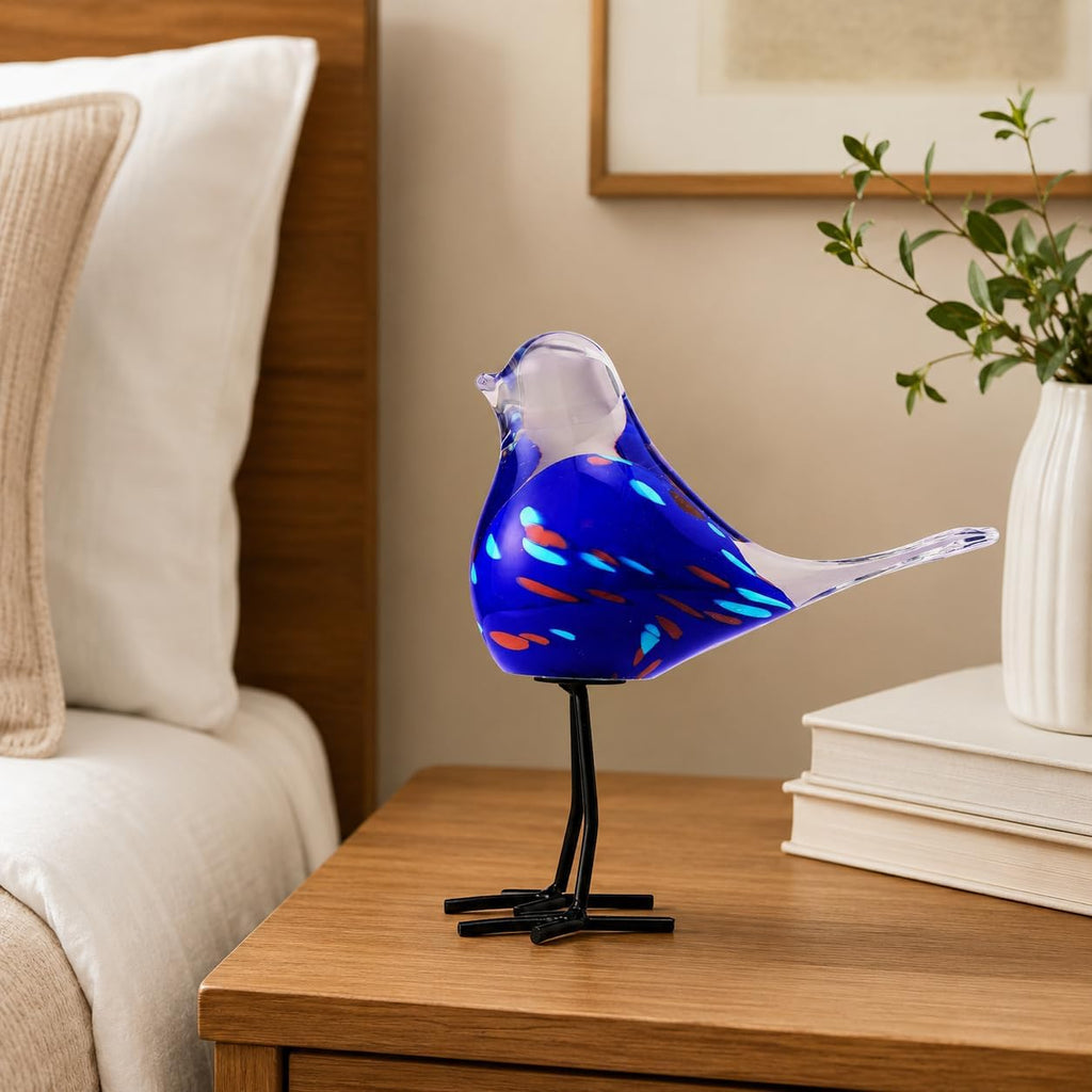 Glass Bird Figurine Ironleg Hand Blown Art Home Decor Gift