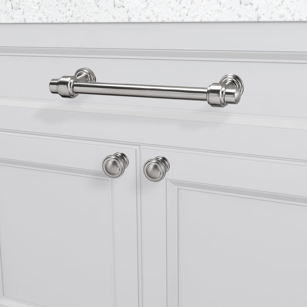 2 Pack Brushed Satin Nickel Kitchen Cabinet Knobs Solid Drawer Knobs Kitchen Cabinet Hardware Zinc Alloy Handles