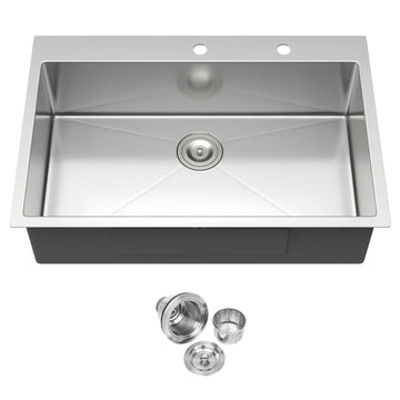 33 Inch Drop In - 33x22 Topmount 16 Gauge Stainless Steel